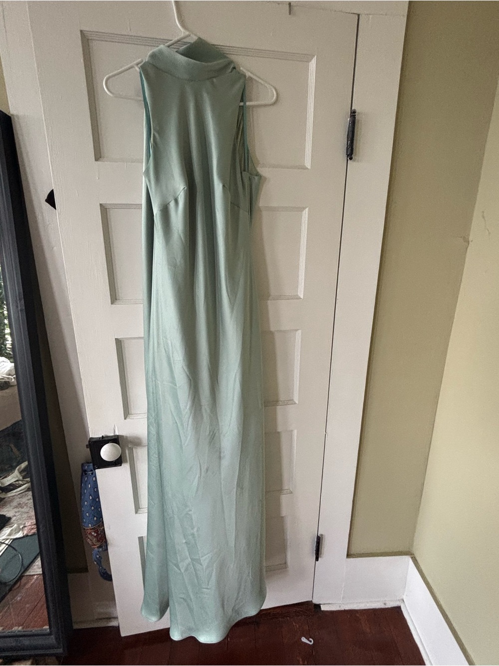 Xscape Seafoam Green Satin High-Neck Maxi Dress - Picture 3 of 7
